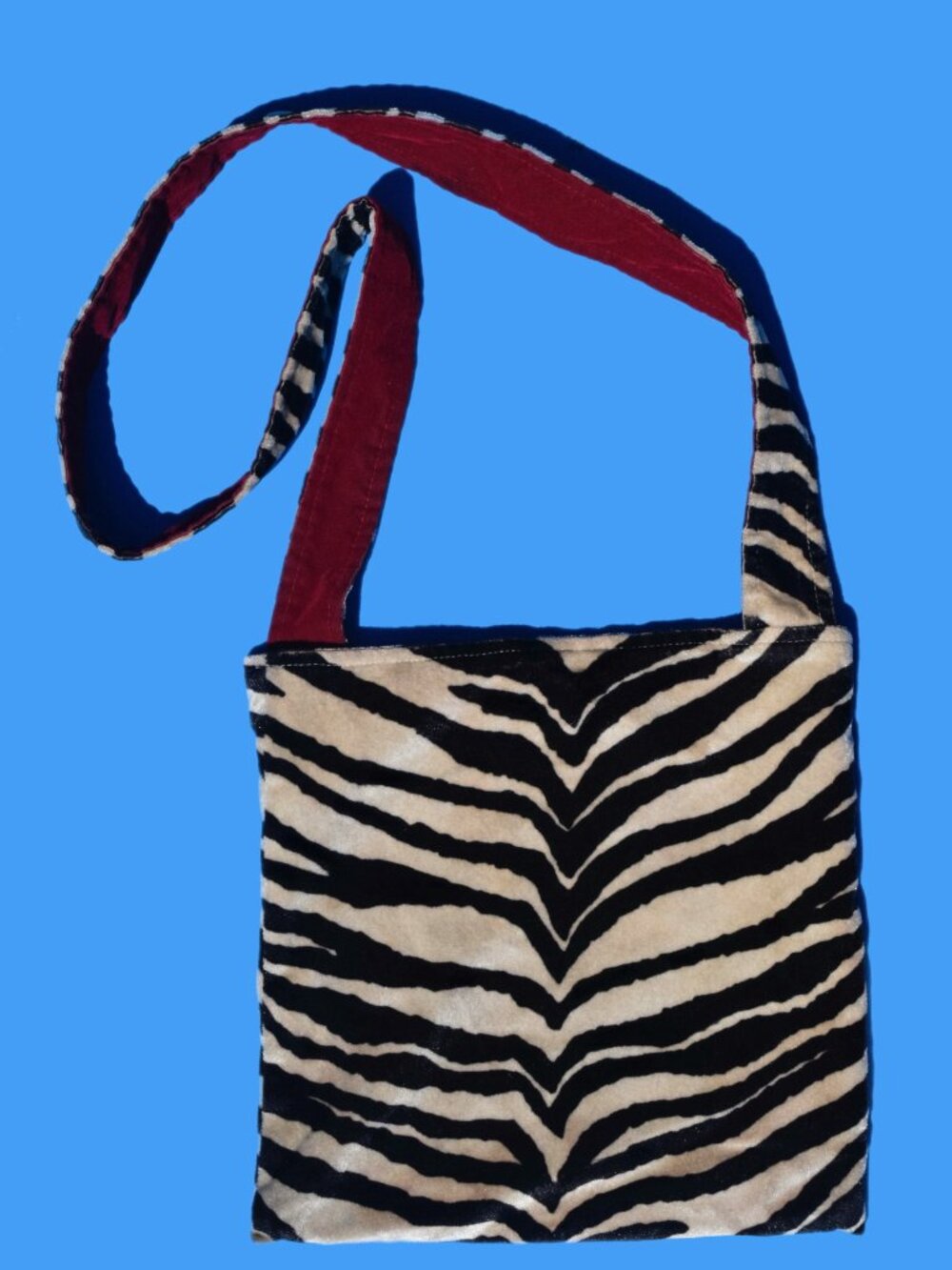 Zebra Print Velvet Crossbody Bag